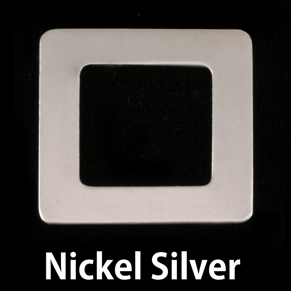 Metal Stamping Blanks Nickel Silver Rounded Square Washer, 25mm (1") with 15mm (.59"), 22g